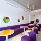 Beautiful Cafe Design with Dominant Purple Color
