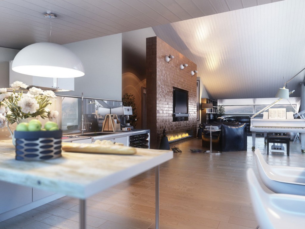 Creative Brick Wall Feature in Up Fireplace