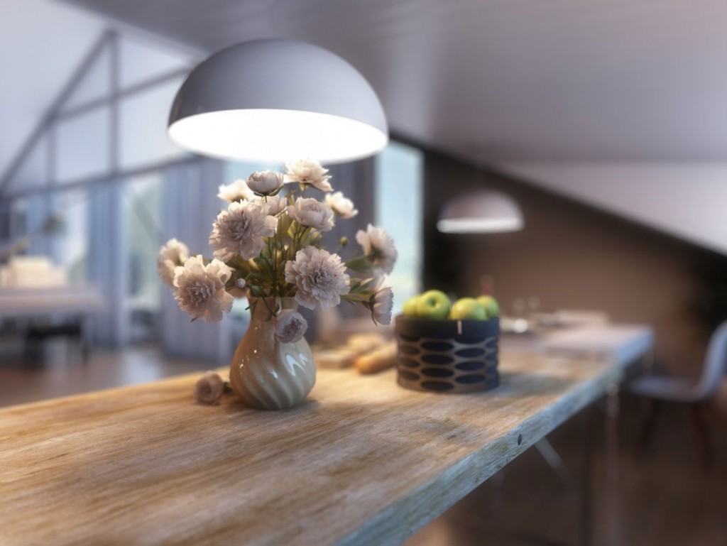 Detail on the Kitchen Table with Flower Decor