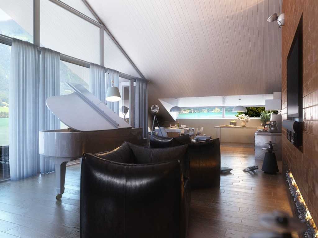 Focal Point of the Living Room with Black Luxury Sofa