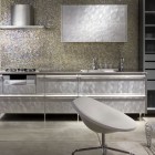 Luxury White Kitchen with Wall Tile Decor