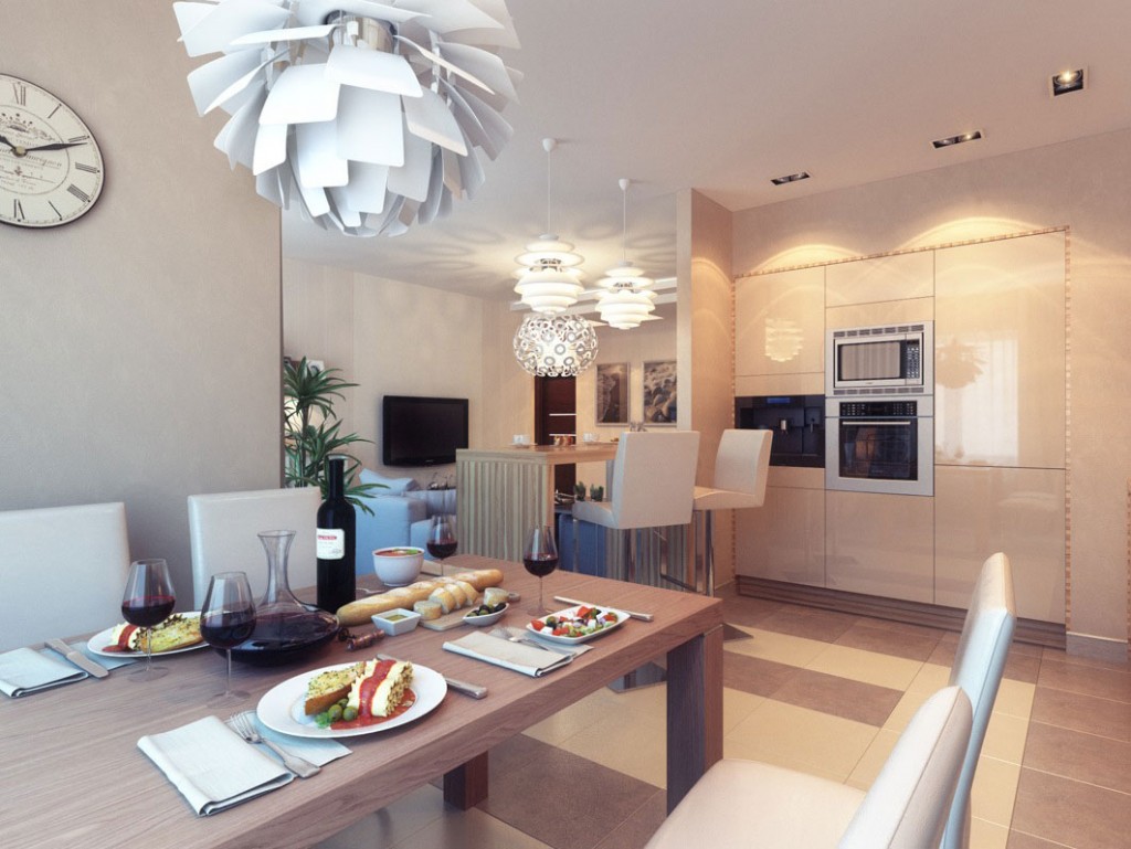 Modern Dining Area with Statement Ceiling Light Units Ideas