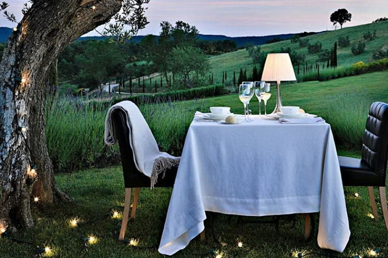 Romantic Outdoor Dining Table with Beautiful View