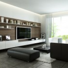 White Simple Living Room with Wood Furniture Inspirations - Interior