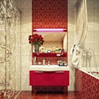 Modern Sink on a Vintage Red and Cream Color