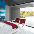 Modern White Bedroom with red Elements