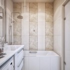 Small Bathroom with Bathtub on a Decorative Tile