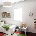 White Kids Bedrooom with Modern White Round Chandelier
