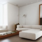 White Simple Living Room with Wood Furniture Inspirations