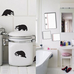 Badger and Notepad Wall Stickers on Bathroom Decor