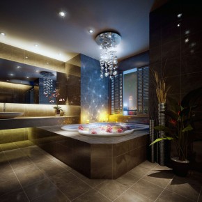 Luxurious Private Bathroom with Beautiful Chandelier