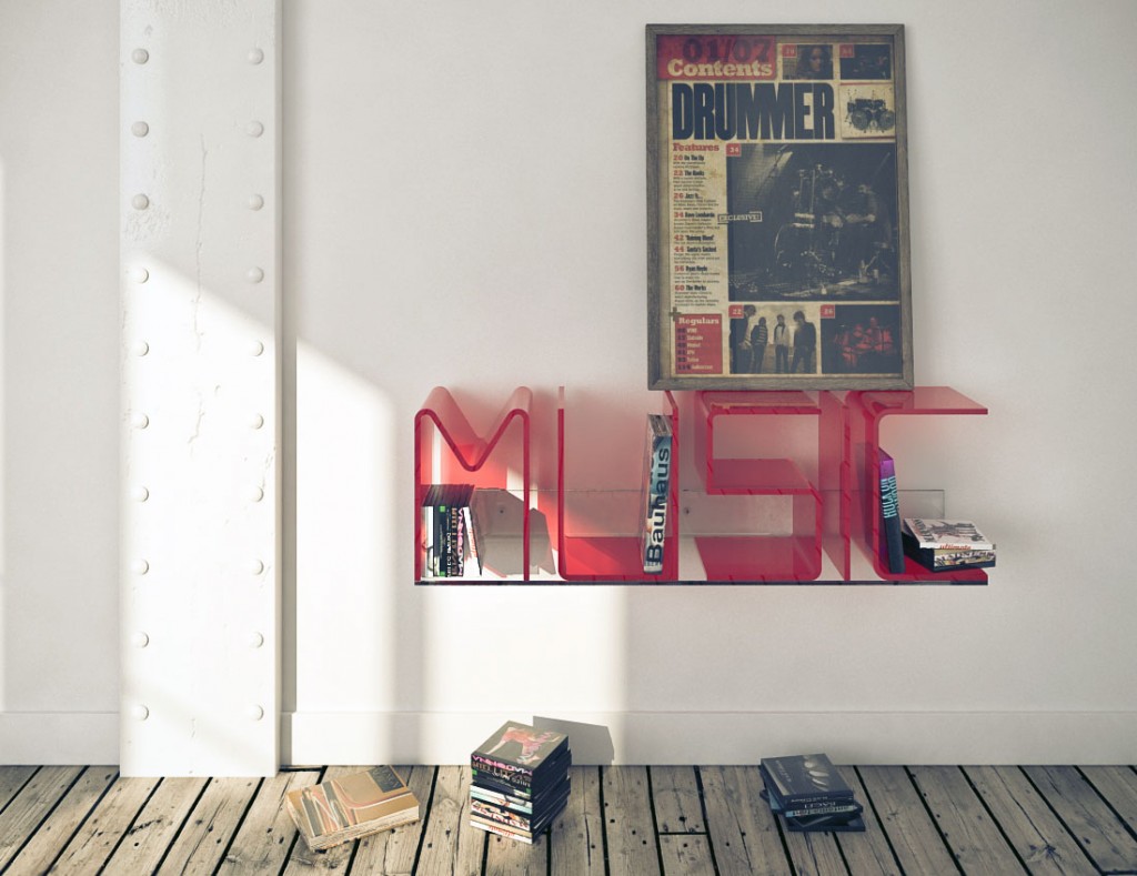 Red Music Shelf Design Inspirations