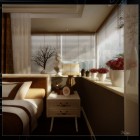 Shining Bedroom Beside Table View with Minimalist Curtains