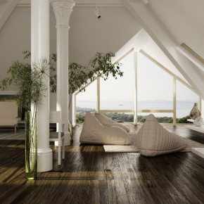 Stylish Living Areas with Wooden Floor and Sloped Ceiling