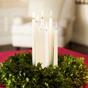 White Candle Christmas Green Flower Arrangements