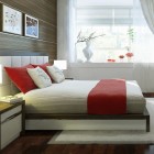 White and Red Bedroom with Wall Feature Ideas