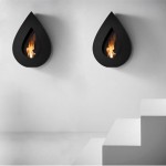 Flame Wall Black Teardrop Fireplace Design