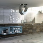 Minimalist Wood Blue White Kitchen Design