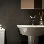 Modern White Sink with Back Wall Anthracite Tile