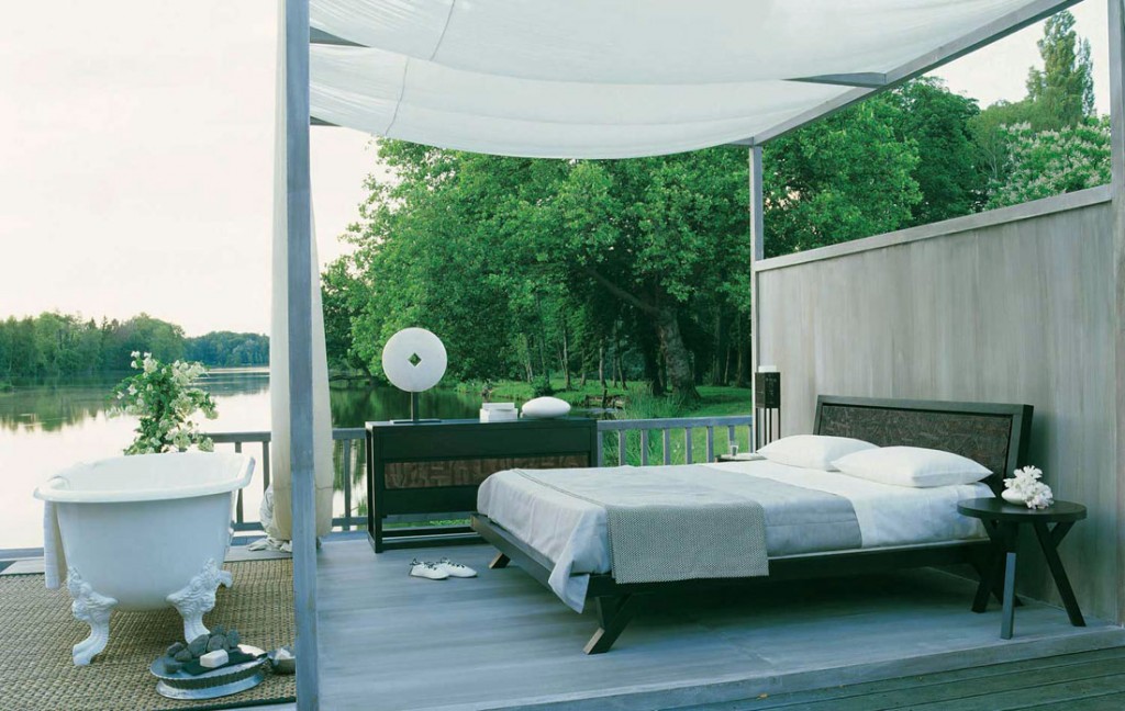 Outdoor Bedroom Design with Lake View