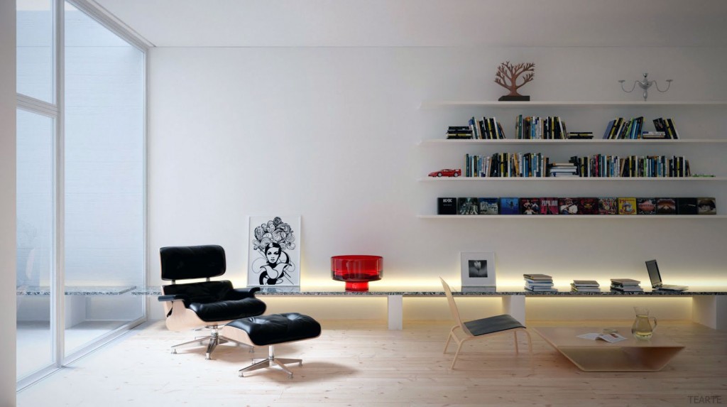 Reading Area with Leather Recliner Chair Paired with Footstool