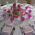 Romantic Table Decor with Purple Glass Candle Holder