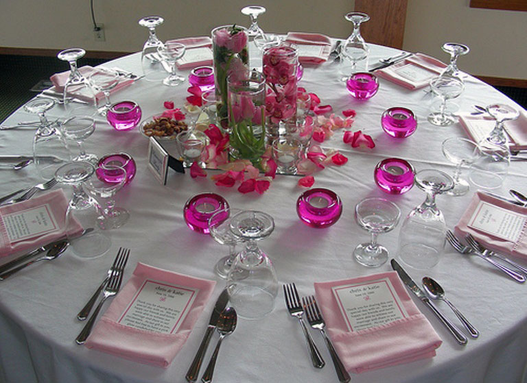 Romantic Table Decor with Purple Glass Candle Holder