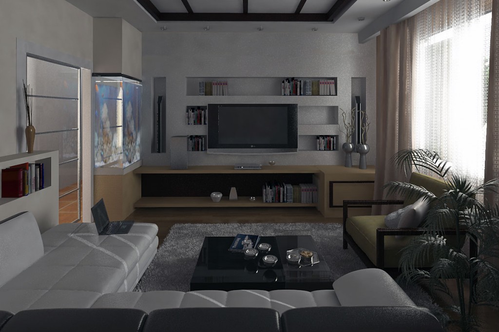 Small White Beige Living Room Design