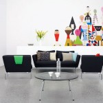 Black Modern Sofa Design in Colorful Living Room