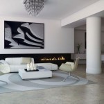 Black White Lounge With Fireplace Design