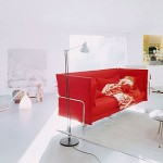 Bright Living Room with Modern Red Sofa Design