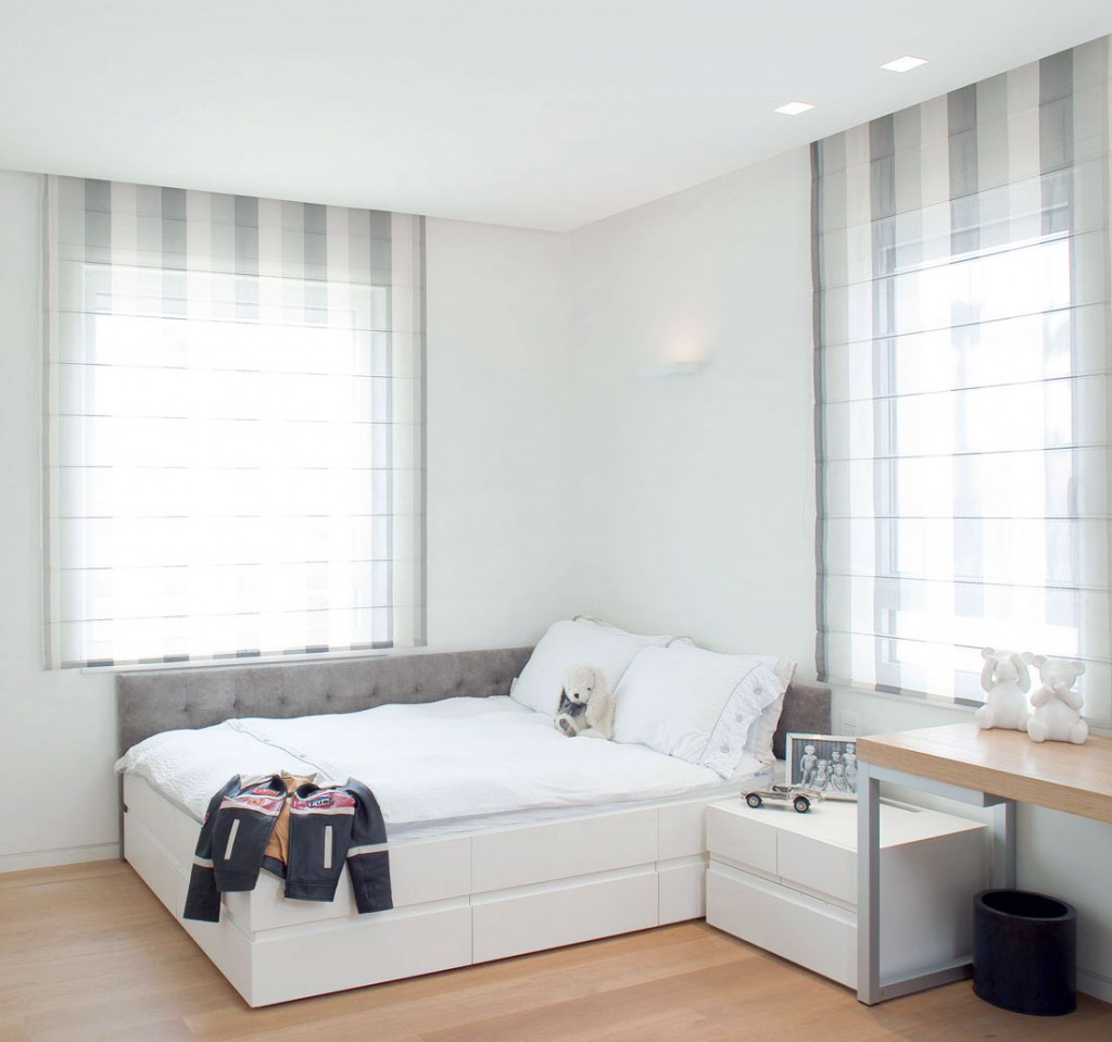 Bright White Girls Bedroom With Wooden Floor