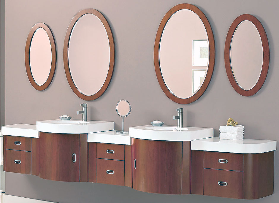 Double Modern Sink with Ouval Mirror Ideas