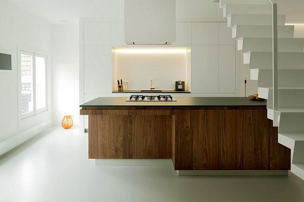 Light Steel Staircase Kitchen