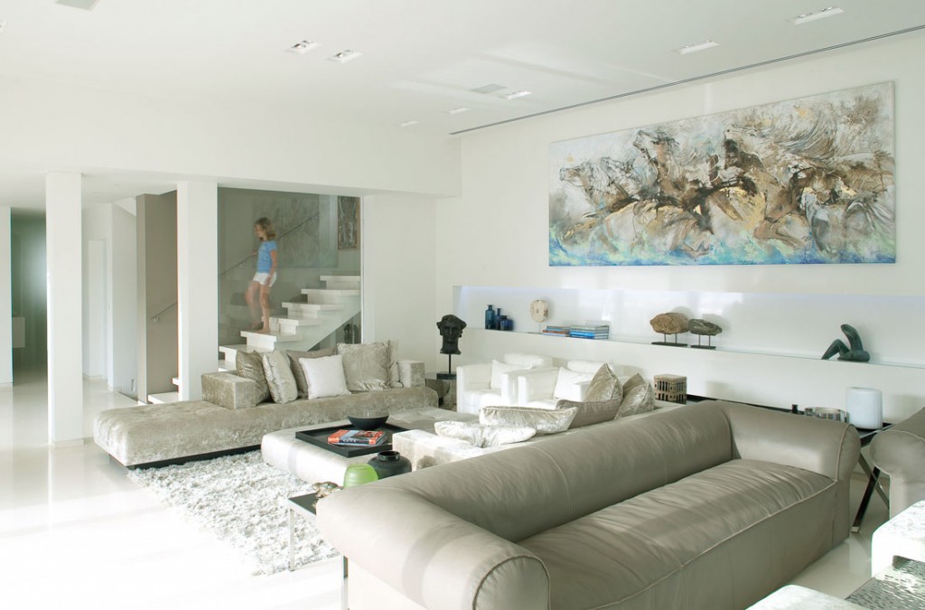 Living Area with Perfect Painting Horse Wall