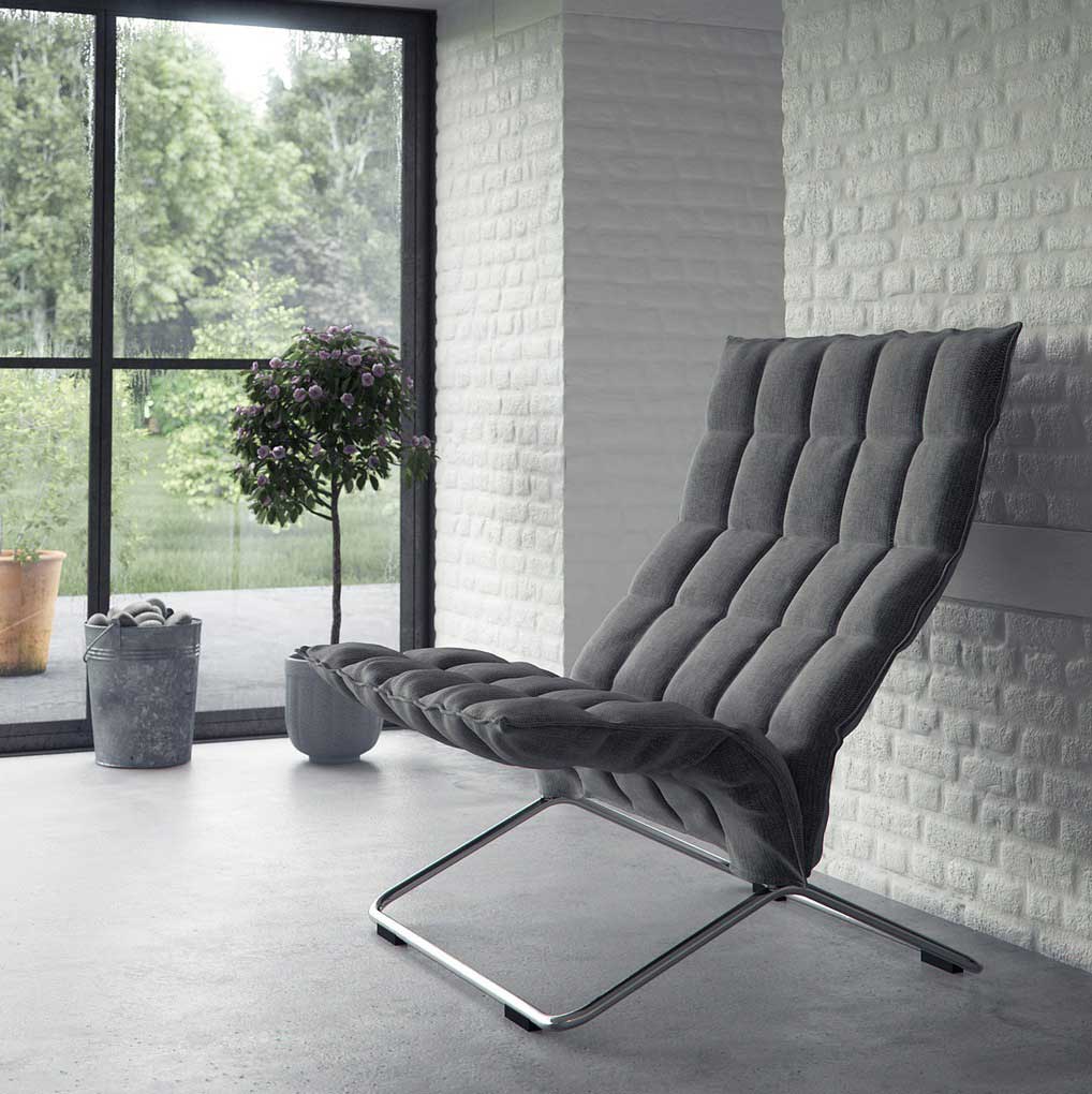 Modern Gray Feature Chair with Interior Brick Wall