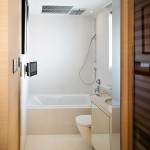 Small White Bathroom Design With LCD TV