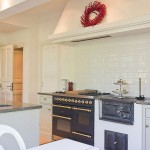 White Kitchen Design with Gold Panel Ideas