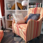 Bright Reading Room with Orange Red Striped Chair