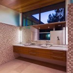 Contemporary Bathroom with Mosaic Tile Wall