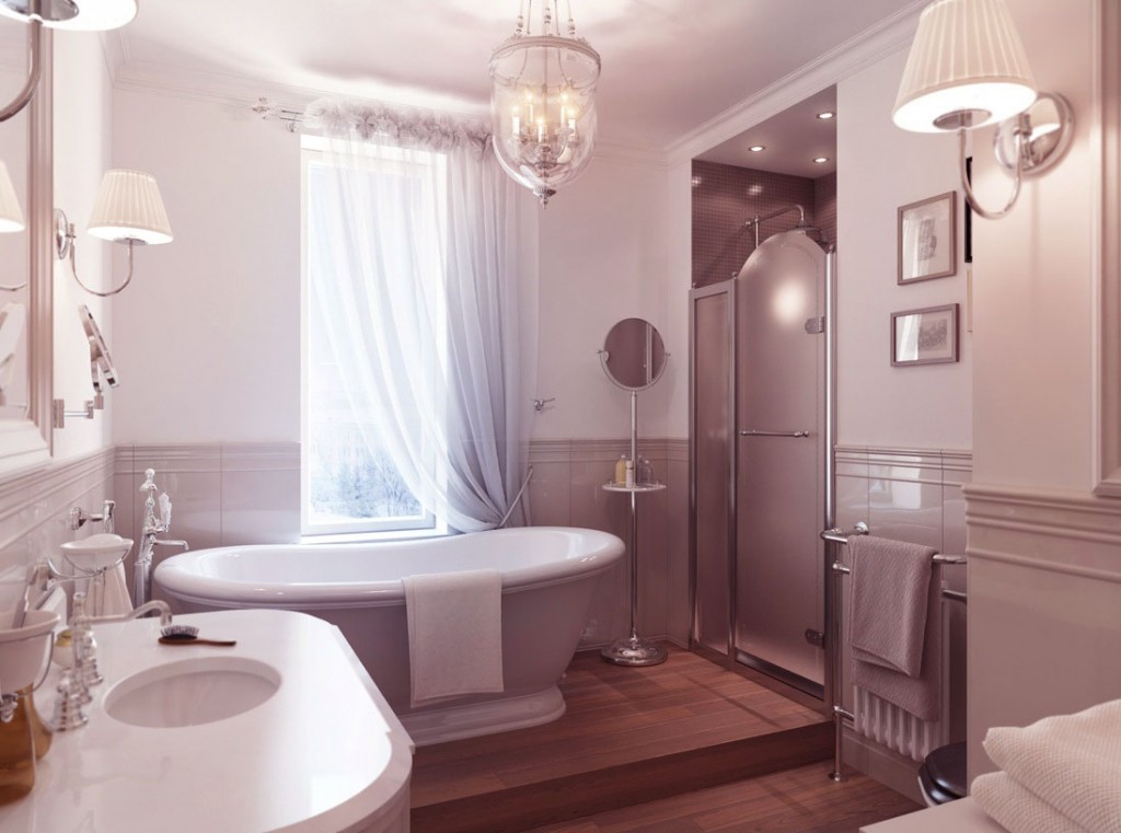 Luxury Traditional Bathroom with Wooden Floor
