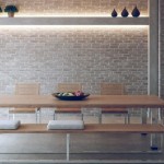 Original Exposed Brick Dining Room with Recessed Wall Lighting