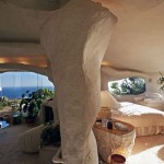 White Plastered Walls of this Cave Flintstone House