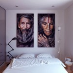 White Bedroom with Old Indian Man Artwork Wall Decor