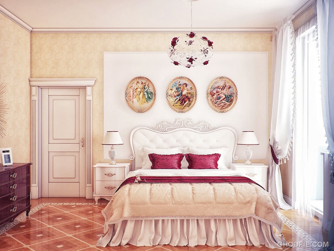 Modern Classic Cream Red Bedroom Scheme