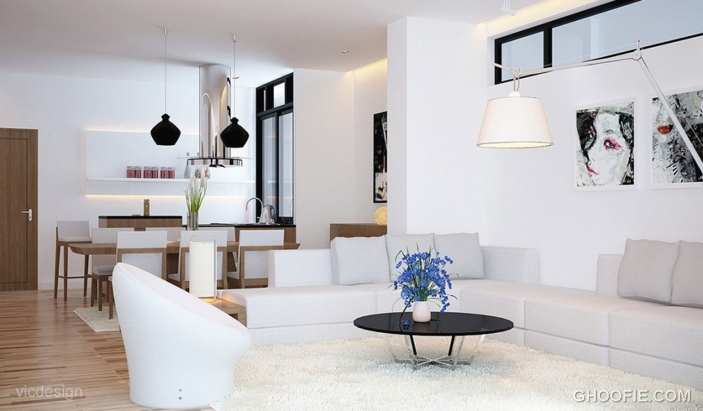 Super Clean Open Plan Living Room Decor