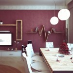 Bright Dining Room with Purple Wall Color