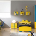 Blue and Yellow Modern Minimalist Bedroom for Kids