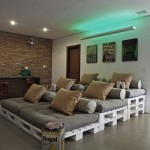 Charming Media Room Design with Recycled Pallet