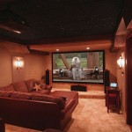 Family Media Room Design with Awesome Ceiling